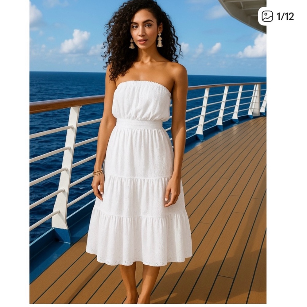 NWT Lilly Pulitzer Nikole Strapless Eyelet Midi Dress